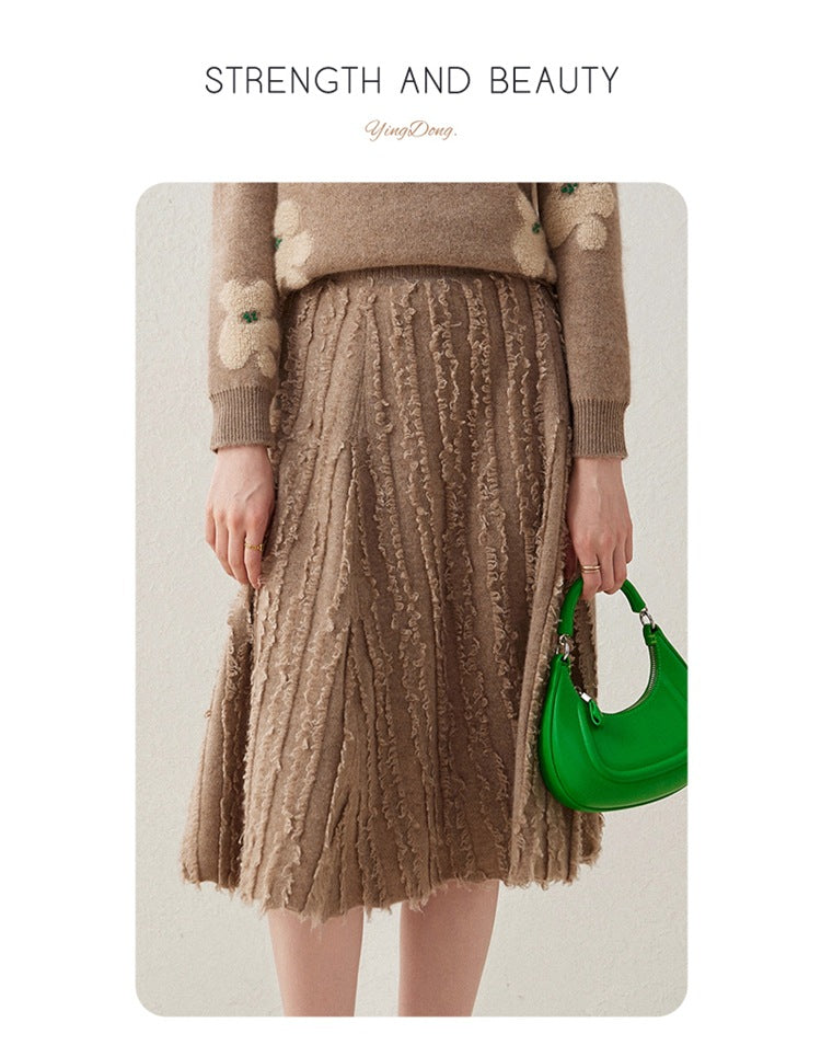 Women’s Cashmere A-Line Midi Skirt