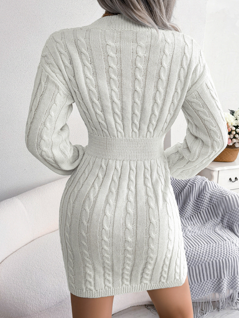 Twist-Waist Sweater Dress