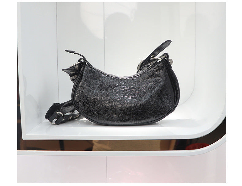 Crescent Genuine Leather Crossbody Bag