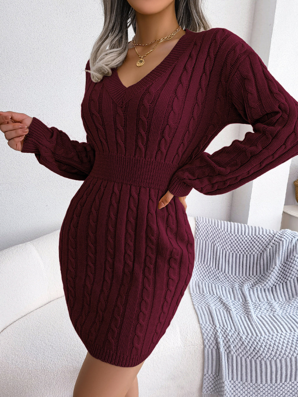 Twist-Waist Sweater Dress