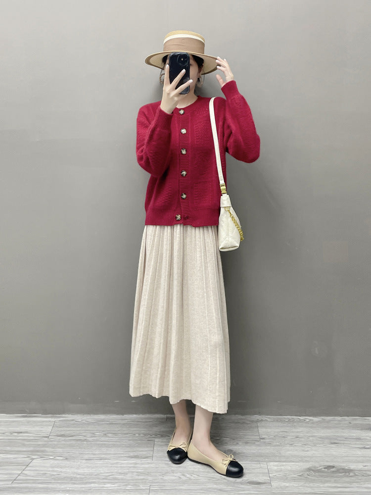 Women’s Cashmere-Wool Pleated Skirt