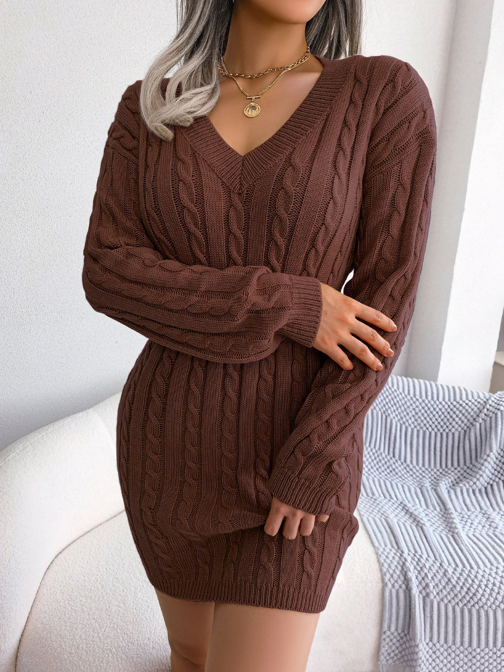 Twist-Waist Sweater Dress