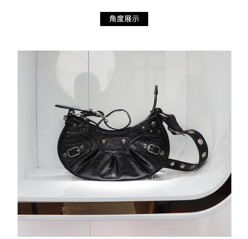 Crescent Genuine Leather Crossbody Bag