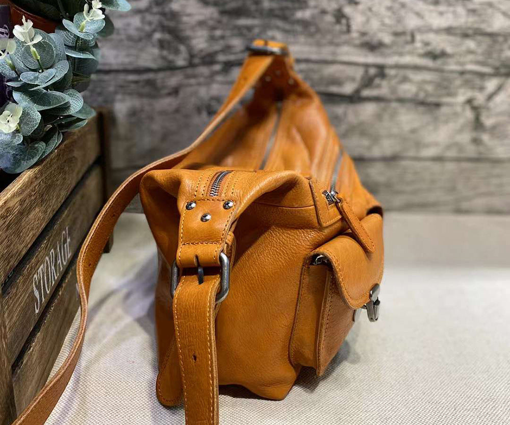 Vegetable-Tanned Leather Shoulder Bag