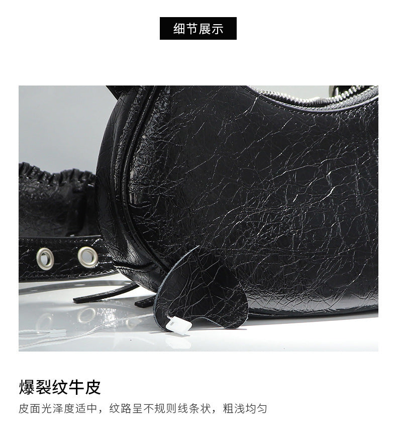 Crescent Genuine Leather Crossbody Bag