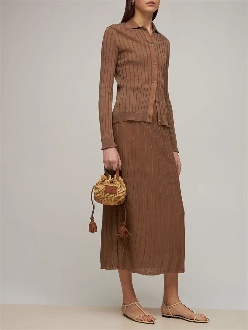 Woven Raffia Bucket Shoulder Bag