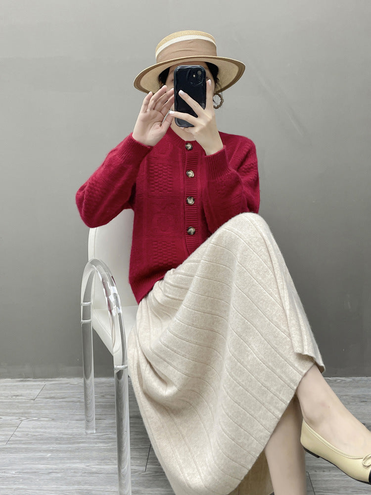 Women’s Cashmere-Wool Pleated Skirt