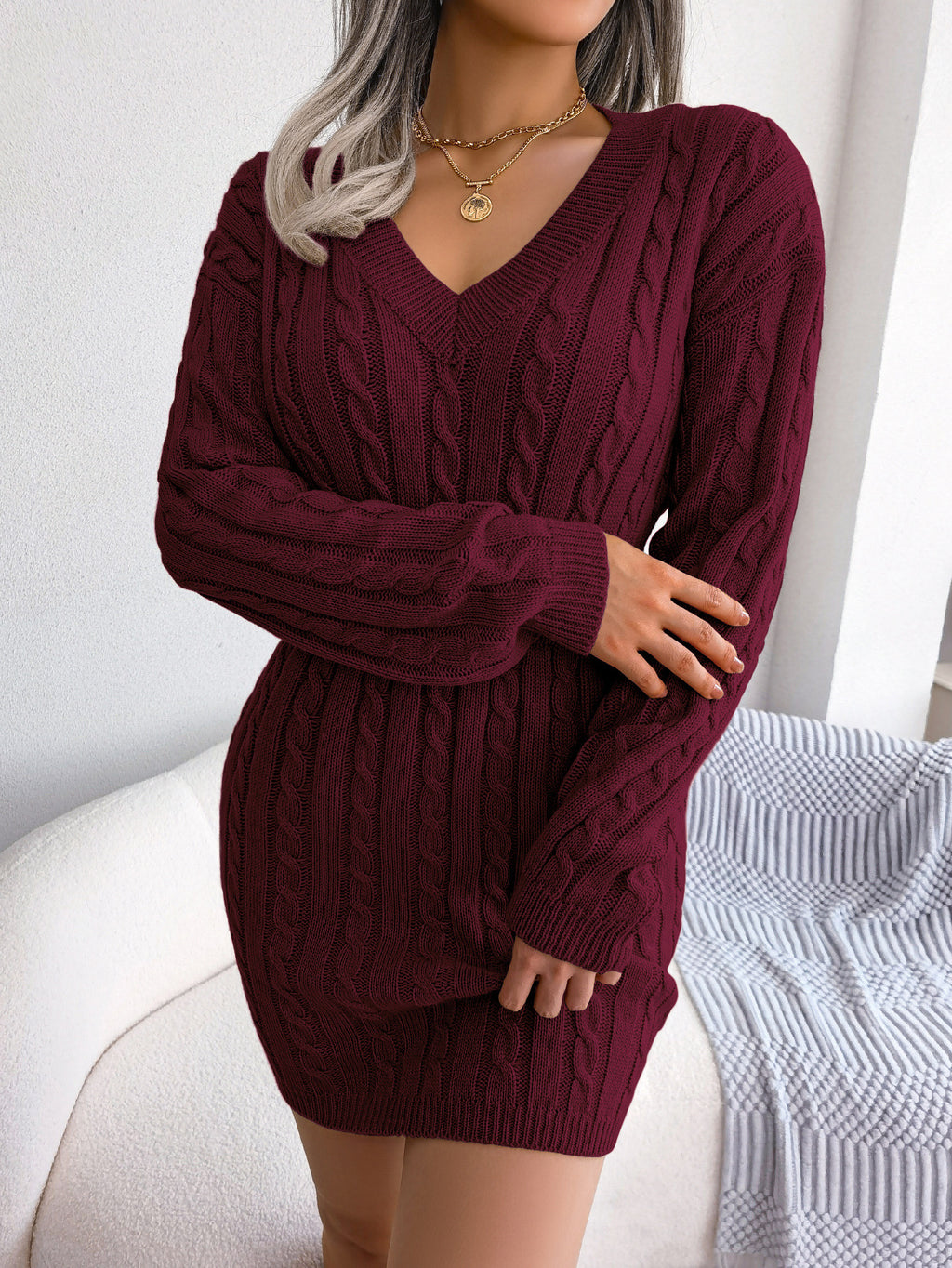Twist-Waist Sweater Dress