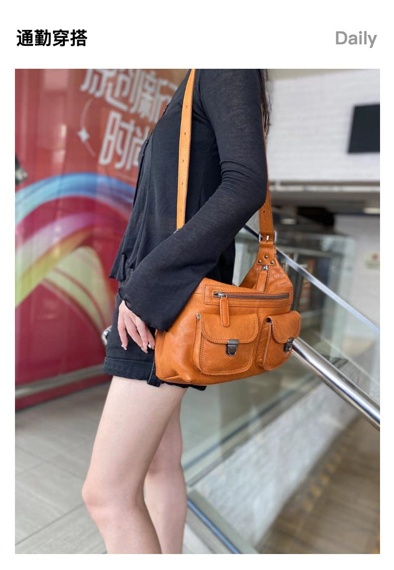 Vegetable-Tanned Leather Shoulder Bag