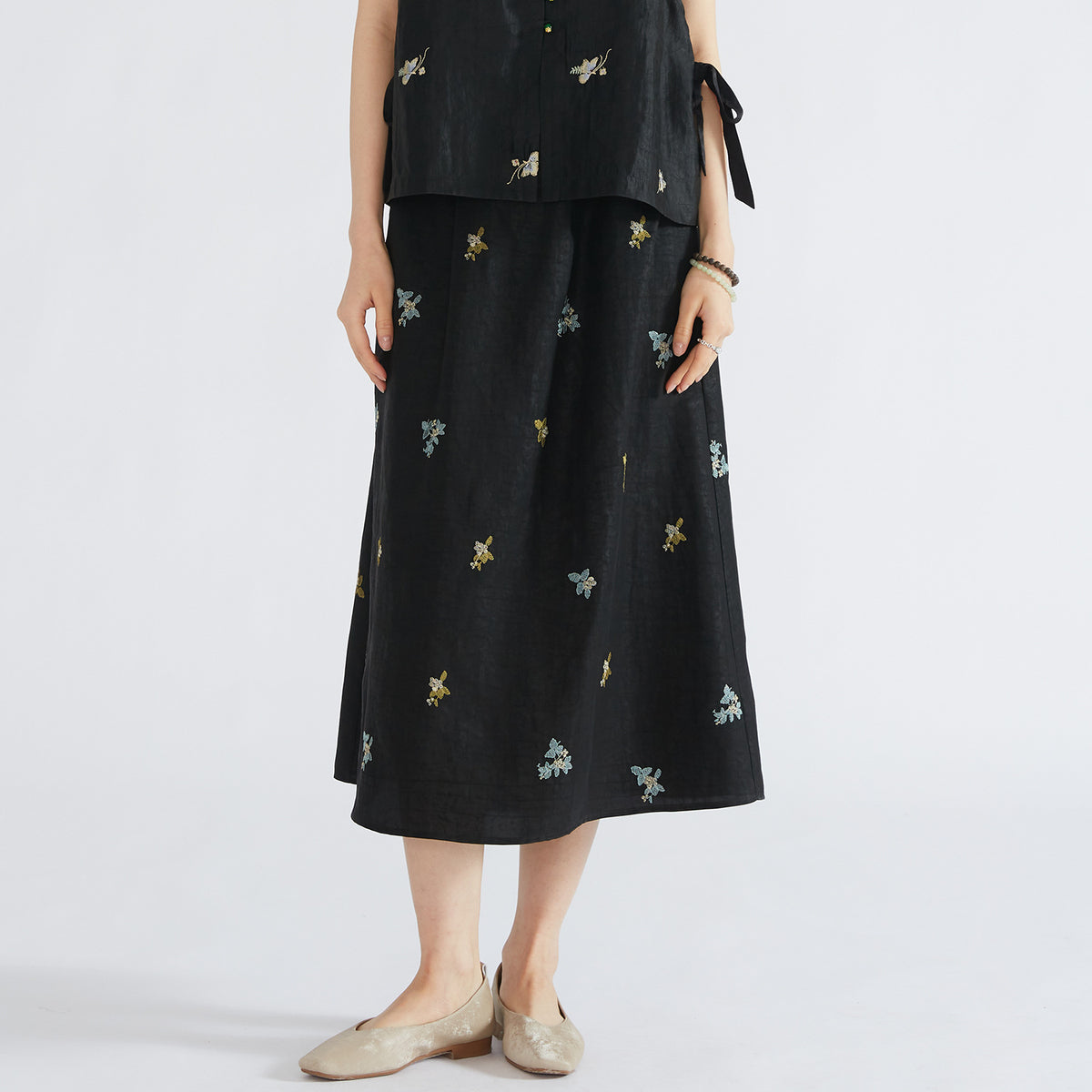 Women’s Mulberry Silk Embroidered Skirt