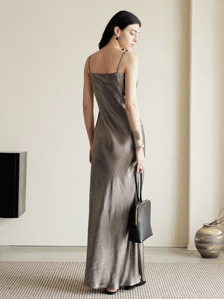 Women’s Pleated Satin-Style Dress