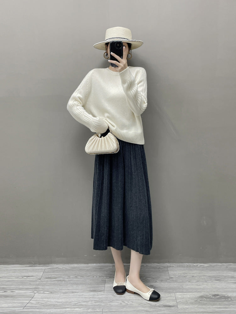 Women’s Cashmere-Wool Pleated Skirt
