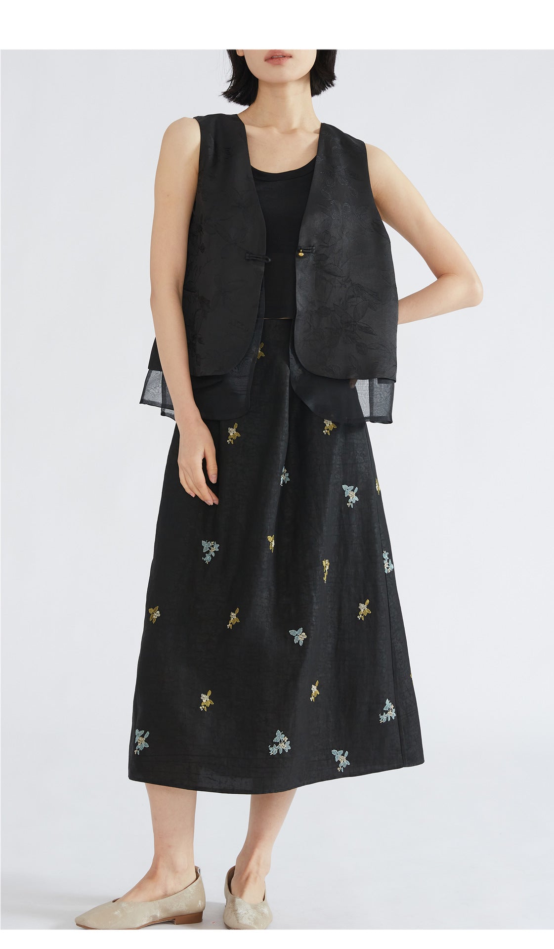 Women’s Mulberry Silk Embroidered Skirt