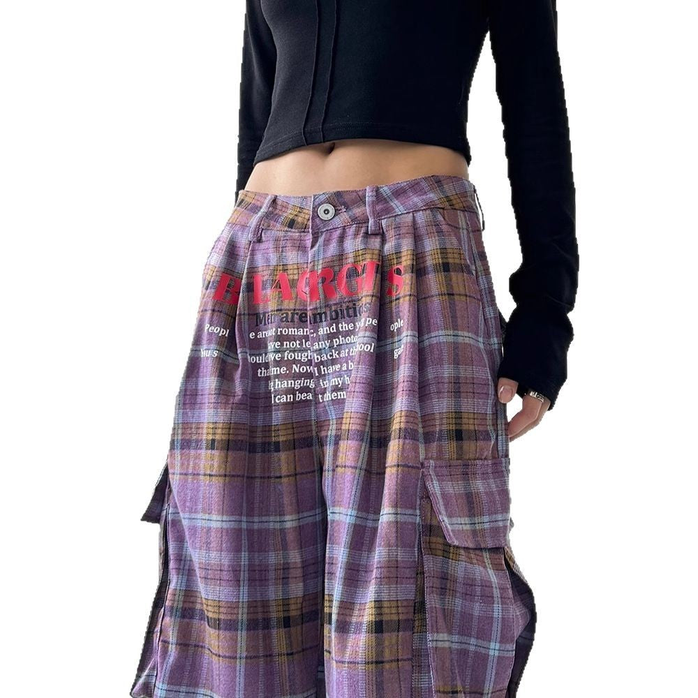 Women’s Retro Plaid Wide-Leg Pants