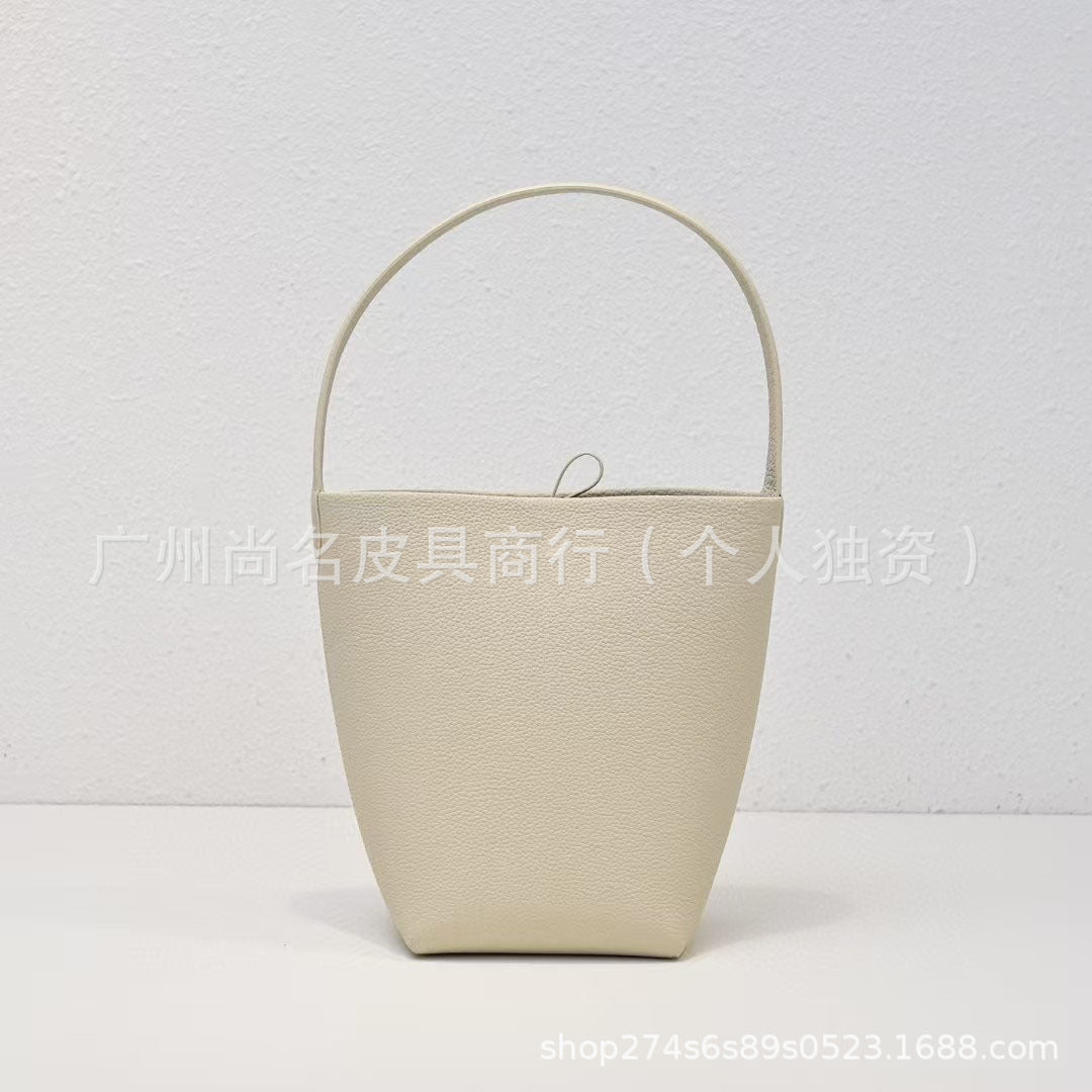 Genuine Leather Bucket Tote Bag