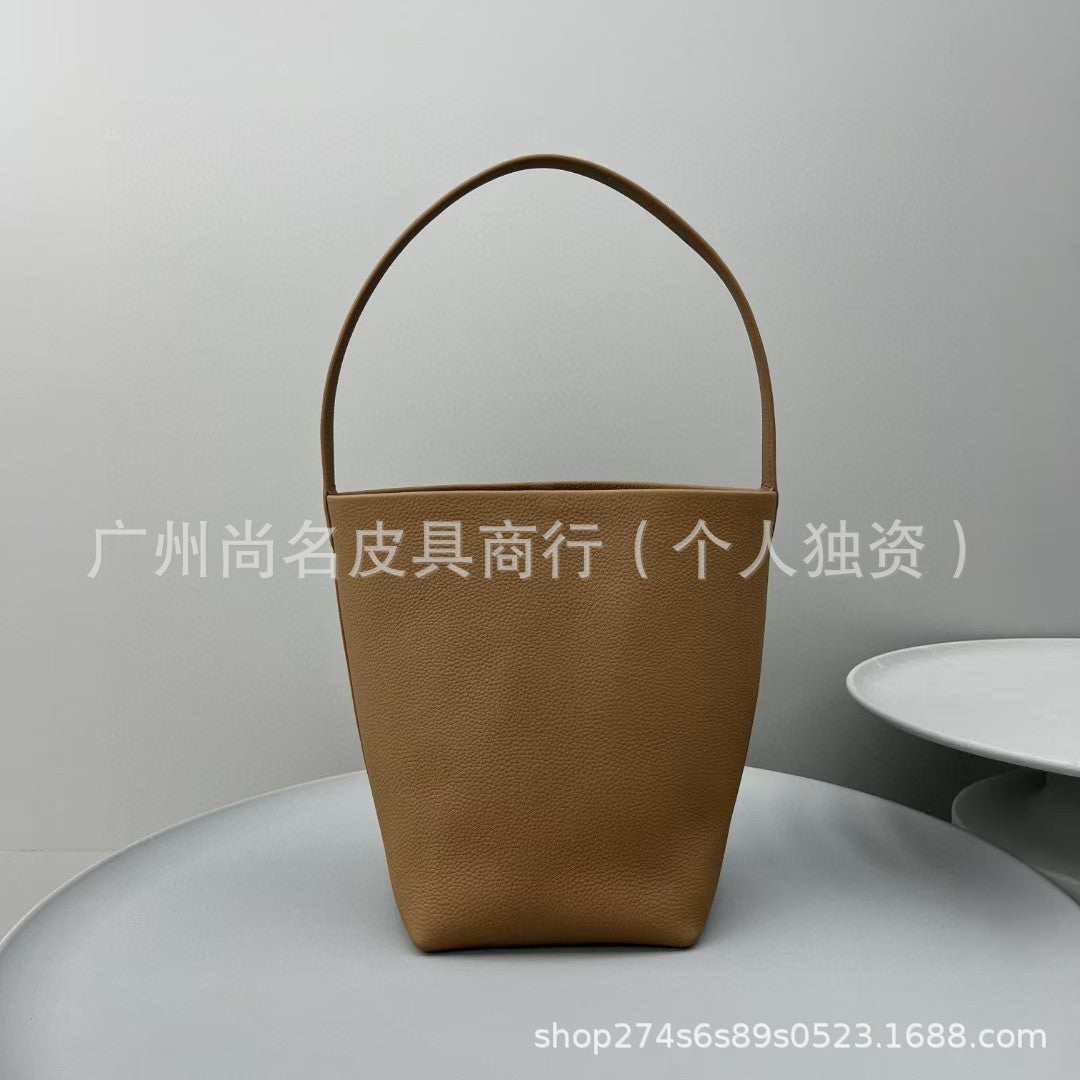 Genuine Leather Bucket Tote Bag