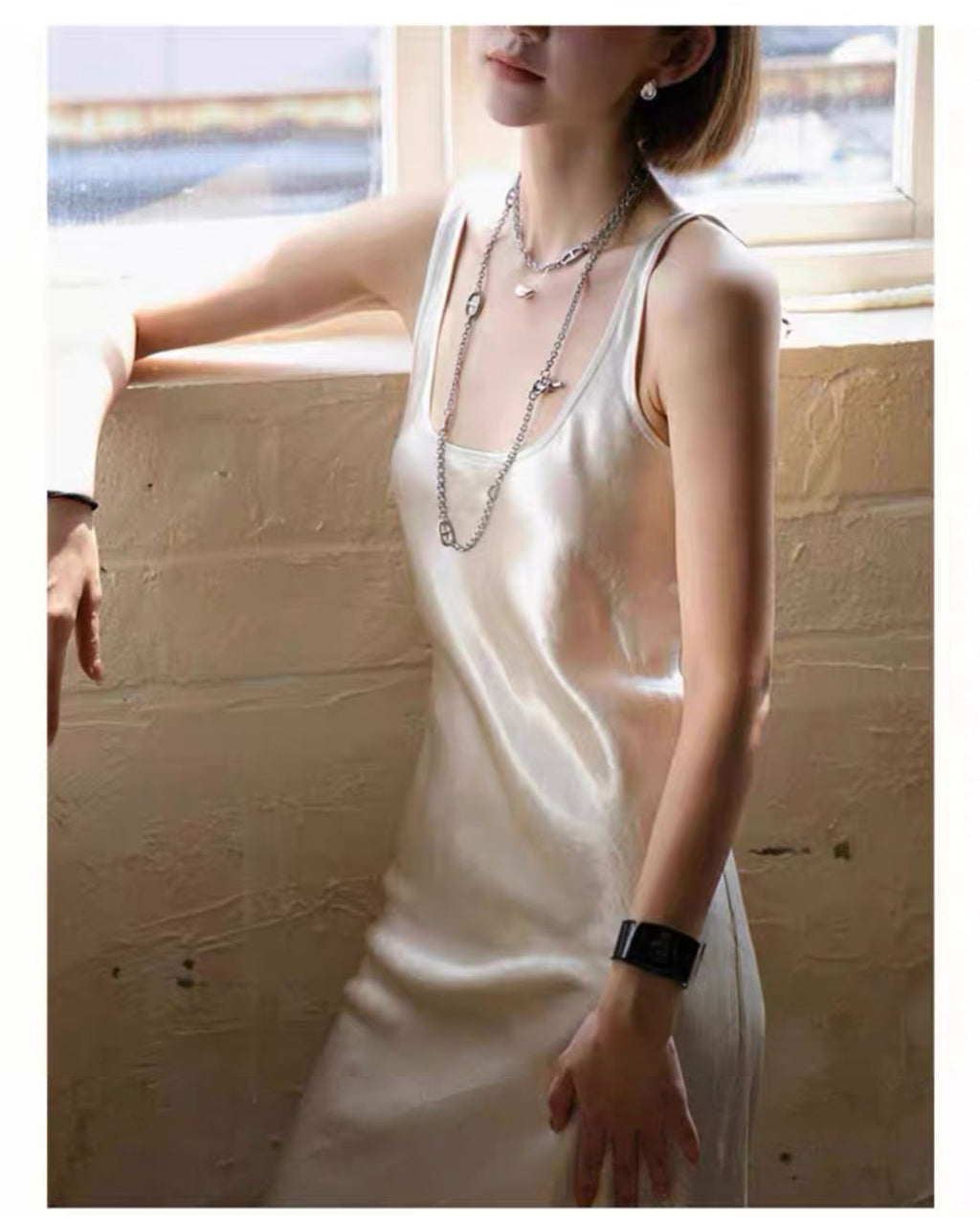 Women’s Pleated Satin Maxi Dress