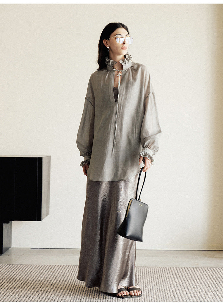 Women’s Pleated Satin-Style Dress